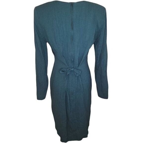 VTG L.A. Gal Micro Houndstooth Faux Full Button Zip Tie Back Dress 9/10 - Picture 2 of 6